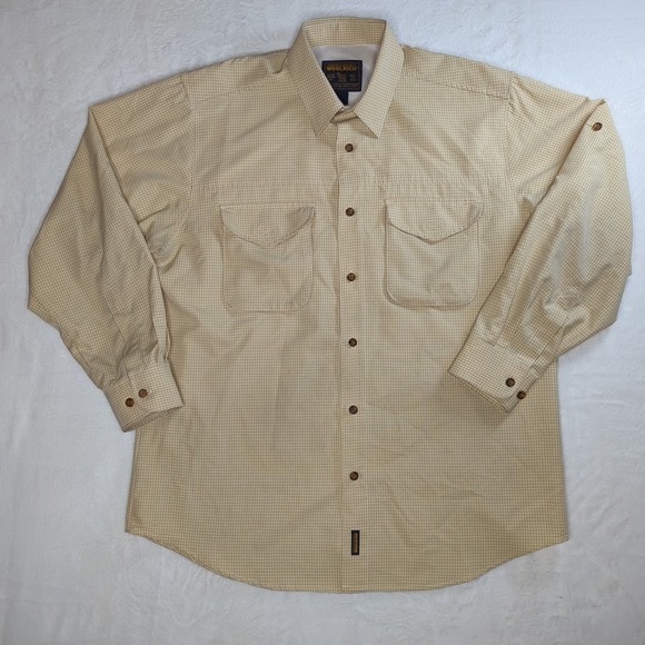 Woolrich Other - John Rich Bros Woolrich Mens Yellow Checkered Vented Hiking Fishing Shirt Size L
